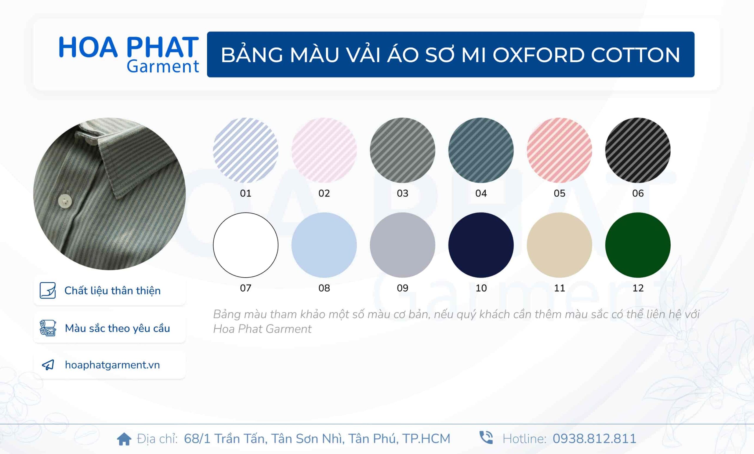 Bang mau vai ao so mi dong phuc Oxford 1 scaled