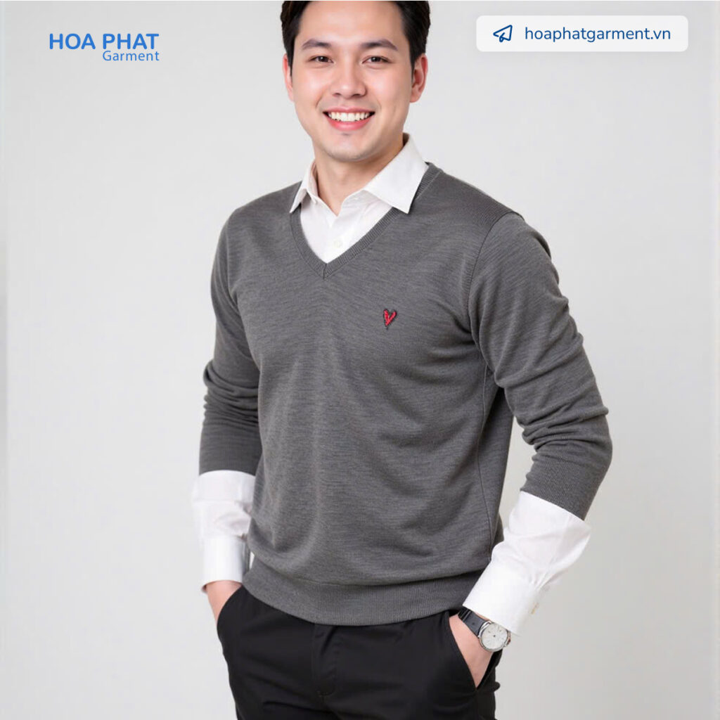 áo sơ mi nam kết hợp cùng áo sweater