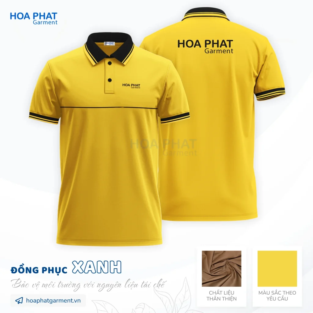 mẫu áo thun cổ trụ màu vàng