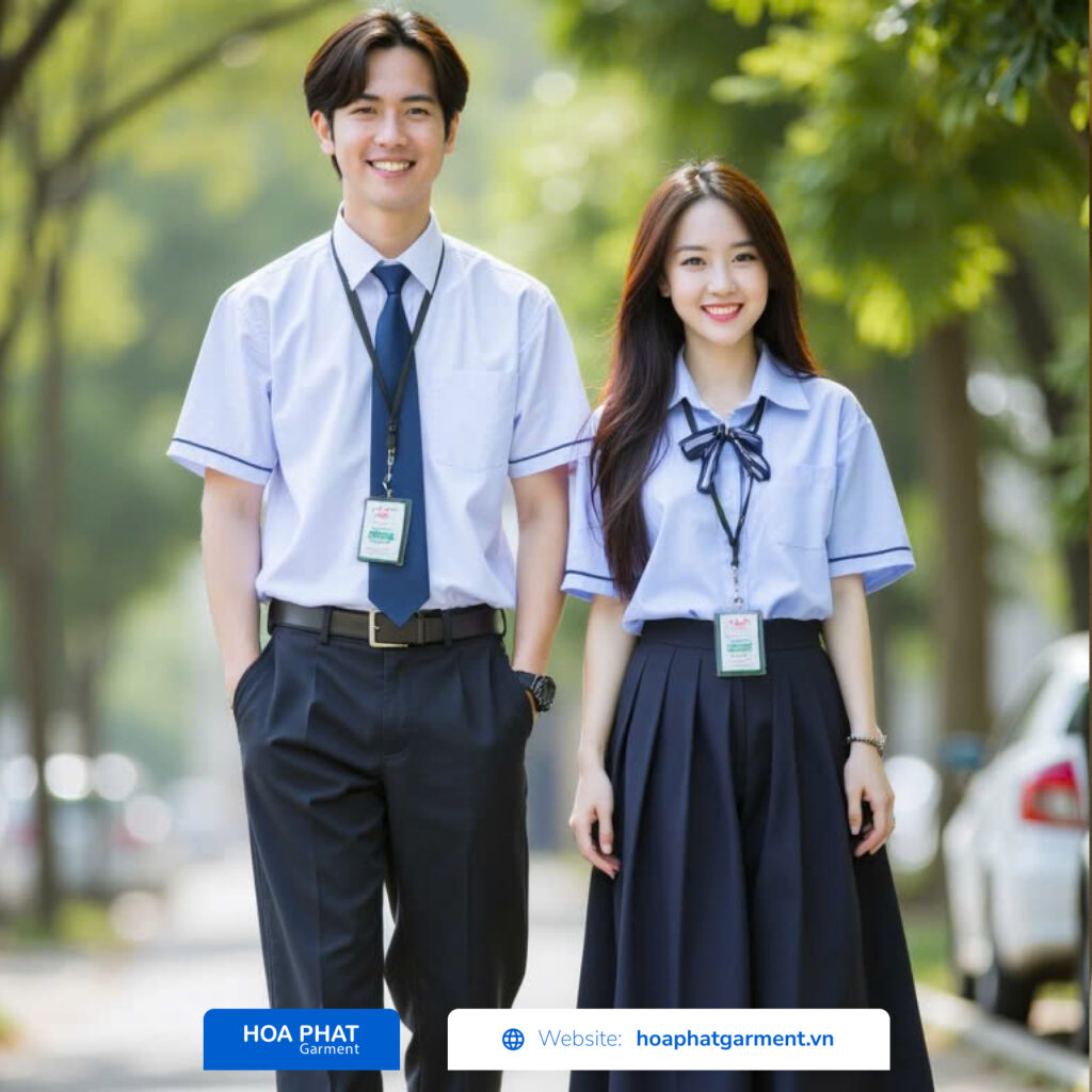 xưởng may áo sơ mi học sinh